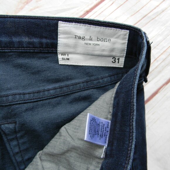 WOMEN'S RAG & BONE DARK WASH FIT 2 SLIM JEANS SIZE 31 (25"INSEAM) - Picture 3 of 5